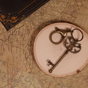 Vintage Antiqued Bronze Large "Key" Keychain